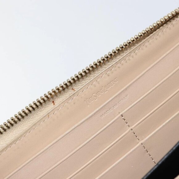 SAINT LAURENT Long Wallet Leather Beige Gold Auth a - Picture 9 of 16